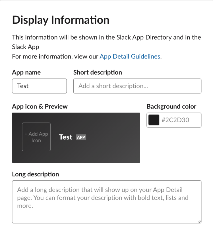 Slack Display Information