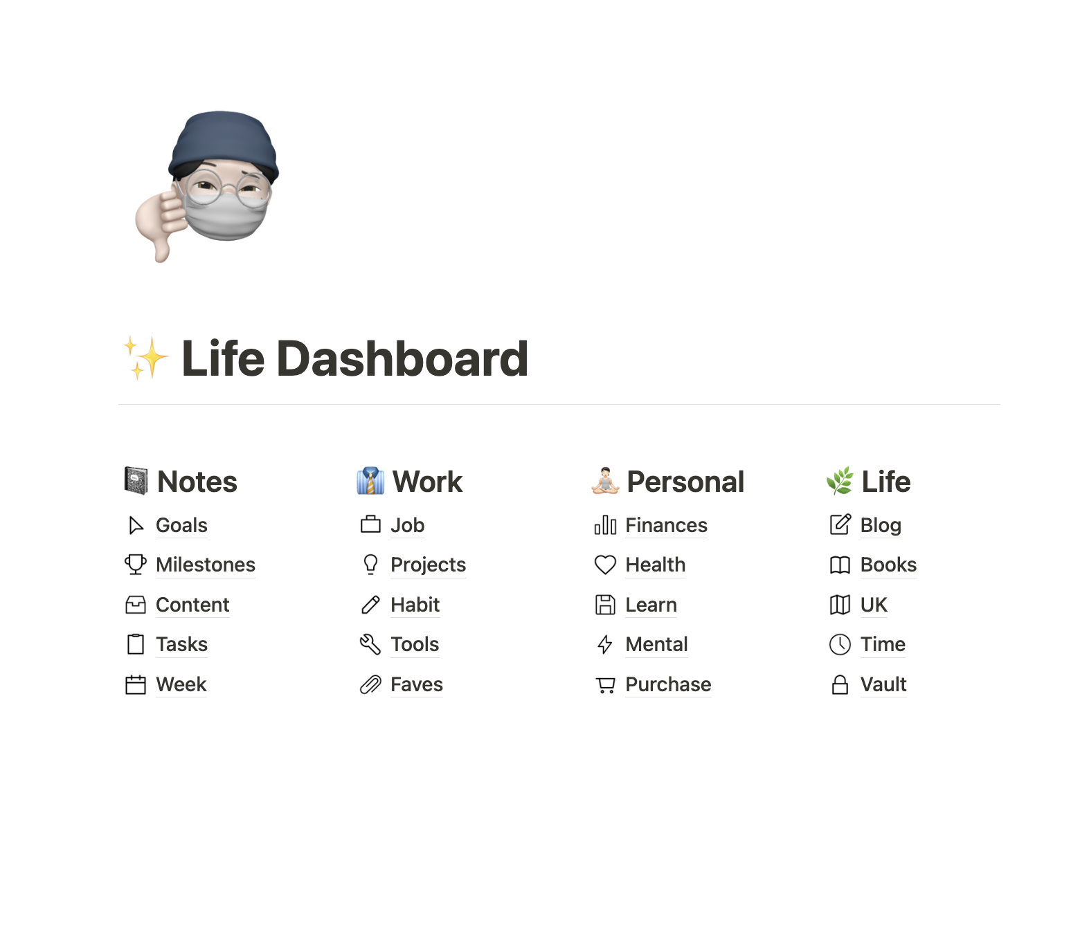 Life Dashboard Screenshot